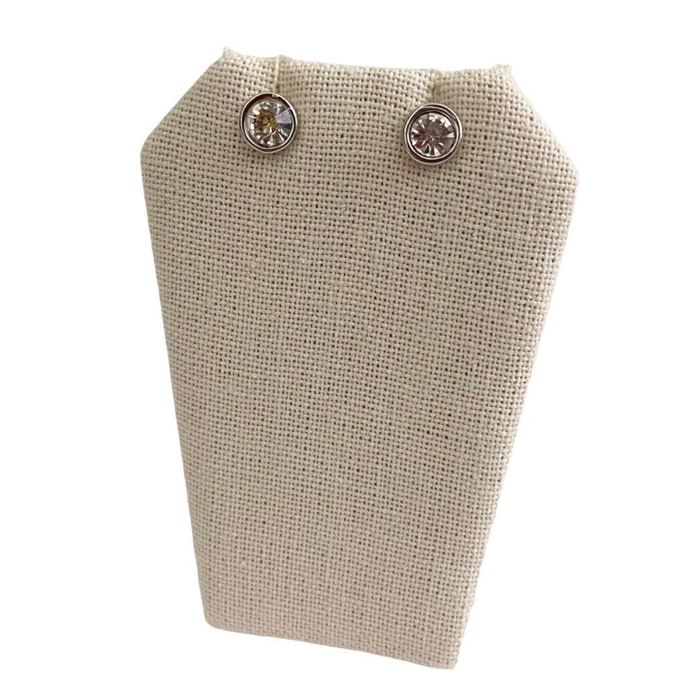 Fashionable Minimalist Stud Rhinestone Earrings in Silver Tone